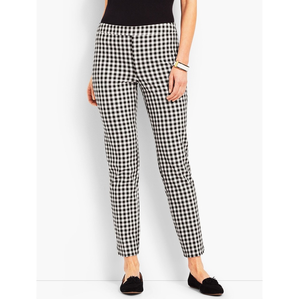 Talbots Hampshire Ankle Pants Black White Gingham Check Stretch -‎ Size 6
